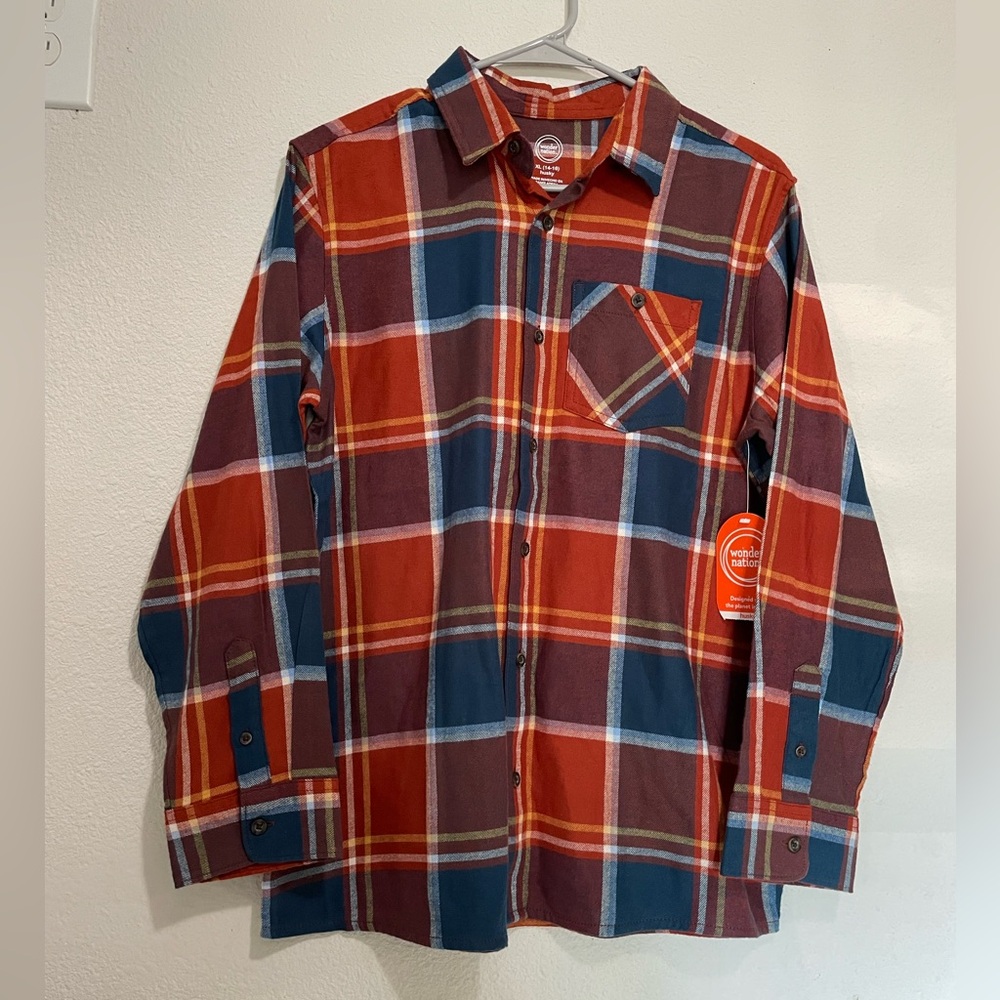 Wonder Nation Men's Multicolor Plaid Shirt